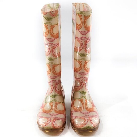 COACH Poppy Pixy Dream Signature Print Rain Boots Mid-Calf - Picture 3 of 6